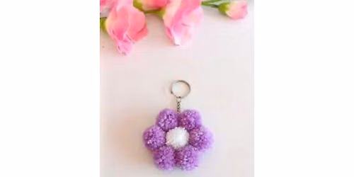 Pom Pom Flower Keychain