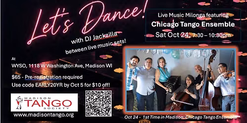 Live Music Milonga with Chicago Tango Ensemble honoring MTS at 20 Years!