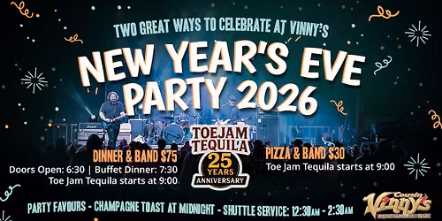 New Years Eve Party- Live Band Toe Jam Tequila (Includes Shuttle Service)