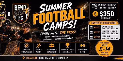 Summer Football Camps with Oregon Lightning and Bend FC