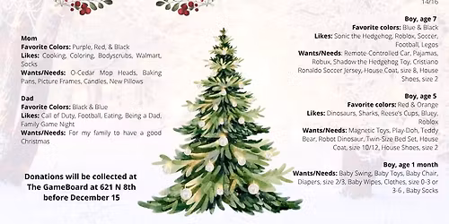 Adopt-A-Family Gift Collection (Nov 12, 2025-Dec 15, 2025)