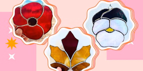 Stained Glass Simple Maple Leaf, Small Pansy, or Small Poppy with Morgan's Stained Glass