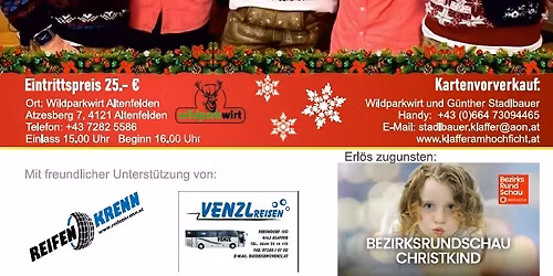 Weihnachtsbenefiz Konzert mit den Echt Urigen und den Jungen Waldensteiner