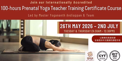 100-hours Prenatal Yoga Teacher Training Certificate Course (Tue & Thu Morning)