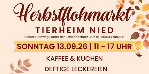 Herbstflohmarkt am 13.09.2026 im Tierheim Nied