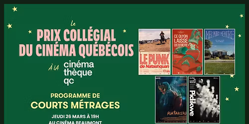 PCCQ 2026 | Programme de courts m\u00e9trages au Cin\u00e9ma Beaumont