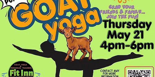 POP-UP  GOAT YOGA at the Fit Inn FUNNY FARM