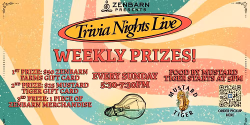Weekly Sunday Night Trivia at Zenbarn!