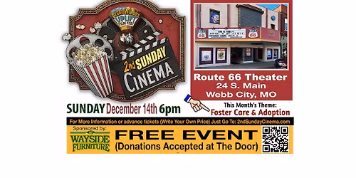 2nd Sunday Cinema (FREE) | Dec 14th | Route 66 Theater \u2022 24 S. Main, Webb City, MO