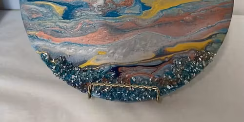 Acrylic Dirty Pour, Flip Cup Paint Class on LP Record & Canvas