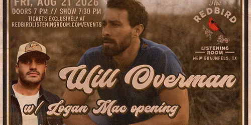 Will Overman @ The Redbird - 7:30 pm