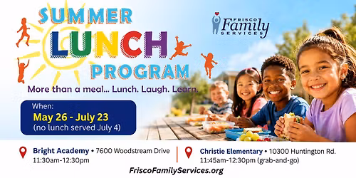 Summer Lunch Program - May 26 - June 23