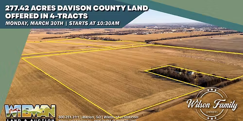 277.42 Acres Davison County Land Offered in 4-Tracts