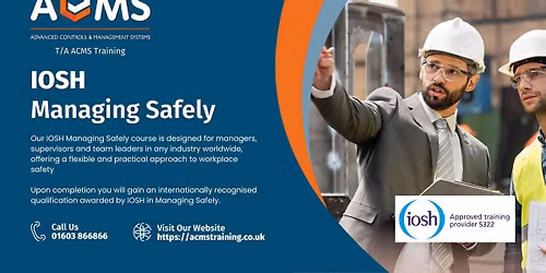 IOSH - Managing Safely\u00ae - 3 day Classroom - 24th to 26th Aug 2026