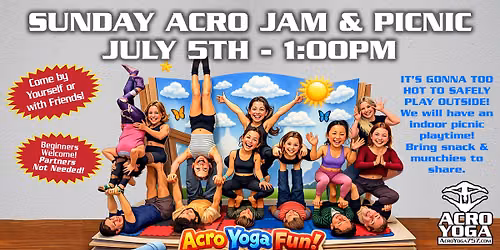 July 5th Sunday ACRO JAM & INDOOR PICNIC Jam 1pm - Va Beach