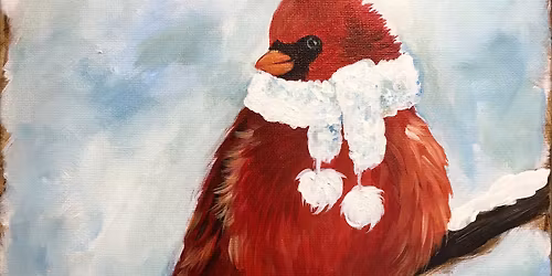 Cozy Cardinal Canvas Paint and Sip