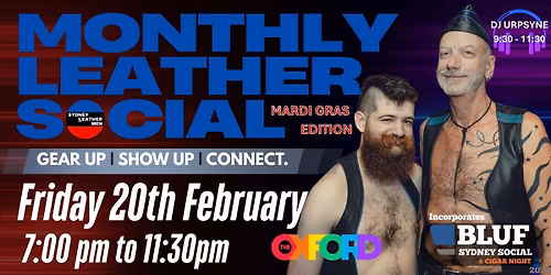 Monthly Leather Social Including BLUF Social & Cigar Night \u2013 Mardi Gras Edition