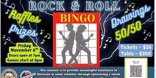 Rock N Roll Bingo Veterans Fundraiser