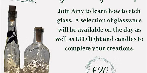 Glass etching workshop at Vineyard 72 - Craft with Amy