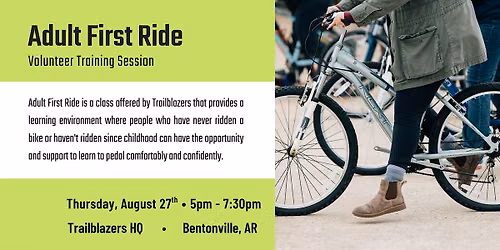 Adult First Ride Volunteer Training - August 27th
