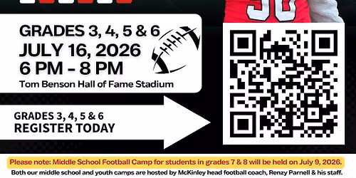 Canton McKinley Football Youth Camp (grades 3-6)