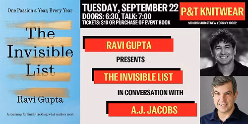 Ravi Gupta presents The Invisible List, with A.J. Jacobs