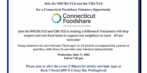 NHCBA & CBA YLS CT Foodshare Volunteer Opportunity