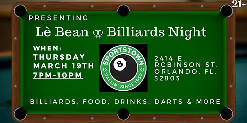 L\u00e8 Beans Monthly \u26a2 Billiards Night