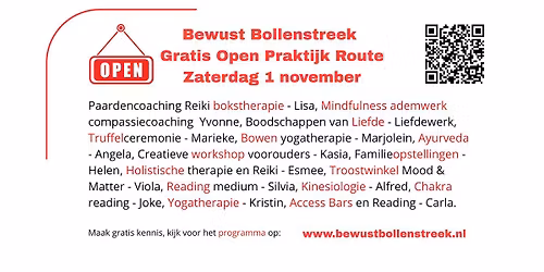 Open Praktijk Route Bewust Bollenstreek! Maak gratis kennis! Kijk op ons programma!