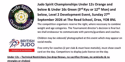Judo Spirit Championships U12 Orange and below U16 Green and below