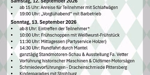 5. Traktorentreffen mit Vorgl\u00fchabend und Bremswagenziehen in Mantel