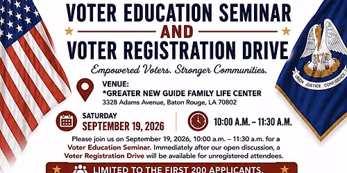 VOTER EDUCATION SEMINAR AND VOTER REGISTRATION DRIVE
