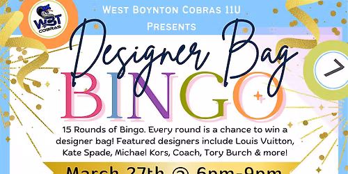 West Boynton Cobras 11U Designer Bag Bingo