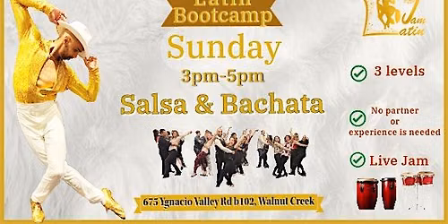 Sunday Beginner Salsa Class & Bachata Class in walnut creek