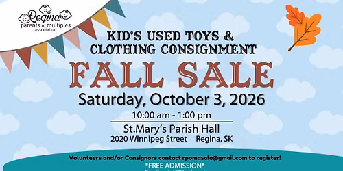 RPOMA's Kid's Used Toys & Clothing Consignment  FALL SALE!