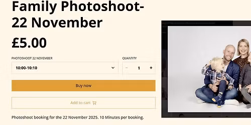 Family photoshoot - 22 Nov 2025 (5 min slots bookable)