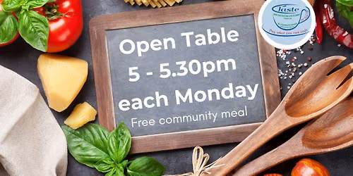 'Open Table' a free community meal available each week from 5-5.30pm