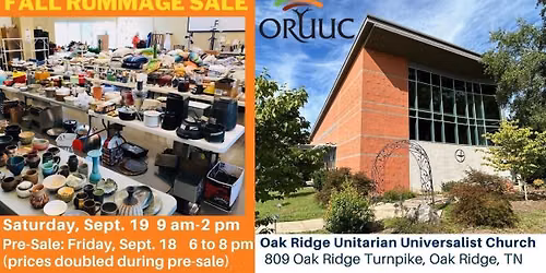 Huge Fall Rummage Sale at ORUUC!