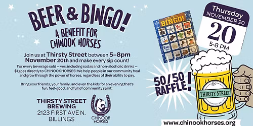 BEERS AND BINGO! Fundraiser for Chinook Horses