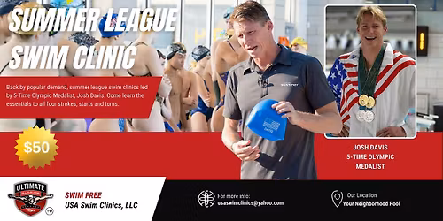 Summer League Swim Clinic with Olympian Josh Davis at Shadow Cliff