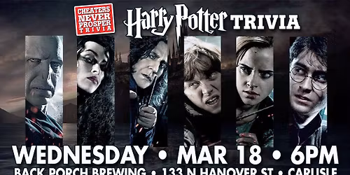 Harry Potter Trivia at Back Porch Brewing Inc - Carlisle