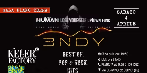 Cena Live con 3ndy - Best Hits Pop & Rock (Piano Terra)