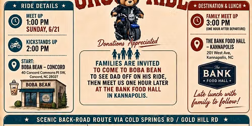 Father's Day Benefit Group Ride! Benefitting the Guardians of the Children Mecklenburg 