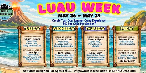 Luau Week! Mix & Match Summer Camp Sessions $10
