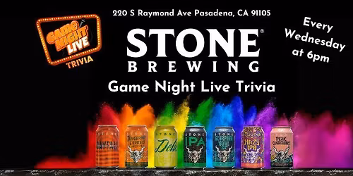 Game Night Live Trivia is at Stone Brewing Tap Room!