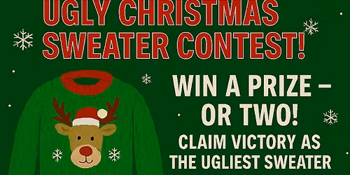 Boozy Music Bingo + Ugly Christmas Sweater Contest