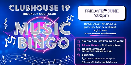 Music Bingo at Hinckley Golf Club