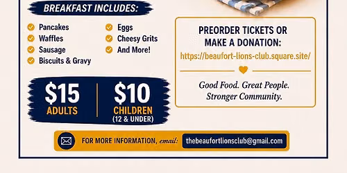 Beaufort Lions Club Breakfast Fundraiser