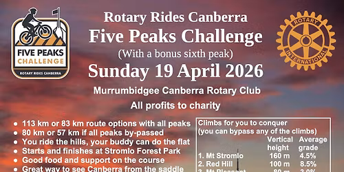 Rotary Rides Canberra - 5 Peaks Challenge