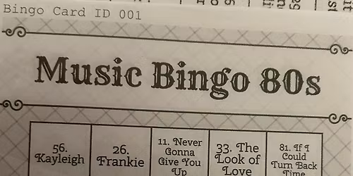 Music Bingo 80s edition 